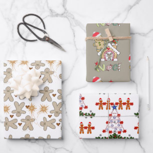 Frohe Weihnachts-Lebkuchen-Packpapier Blätter