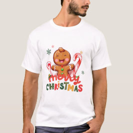 Frohe Weihnachts-Lebkuchen und Candy Cane T-Shirt