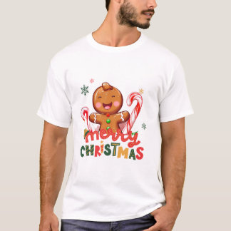 Frohe Weihnachts-Lebkuchen und Candy Cane T-Shirt