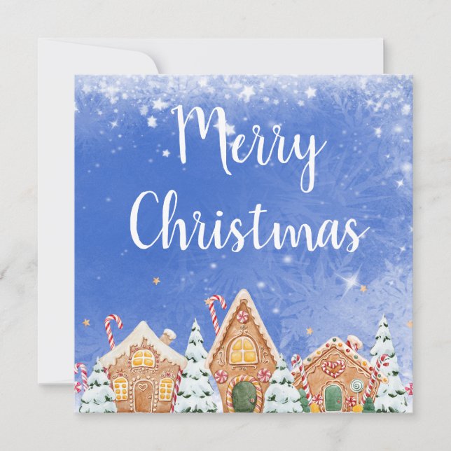 Frohe Weihnachts-Lebkuchenhaus mit Candy Canes Einladung (Vorderseite)