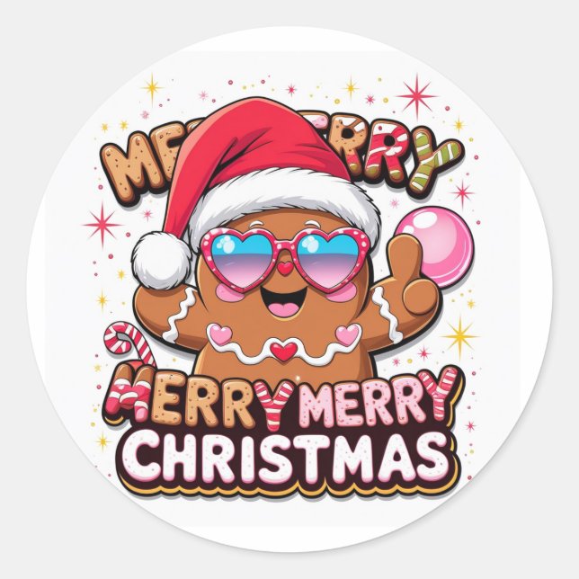 Frohe Weihnachts-Lebkuchensticker - Niedlicher Url Runder Aufkleber (Vorderseite)
