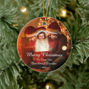 Frohe Weihnachts-Liebe Oma Opa Foto Keramik Ornament