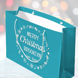 Frohe Weihnachts-Liebe Santa Individuelle Name Aqu Große Geschenktüte