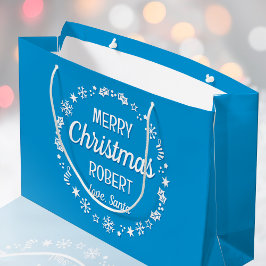 Frohe Weihnachts-Liebe Santa Individuelle Name Blu Große Geschenktüte