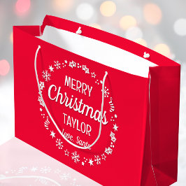 Frohe Weihnachts-Liebe Santa Individuelle Name Red Große Geschenktüte