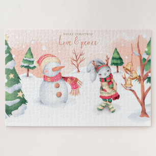 Frohe Weihnachts-Liebe und Frieden Puzzle