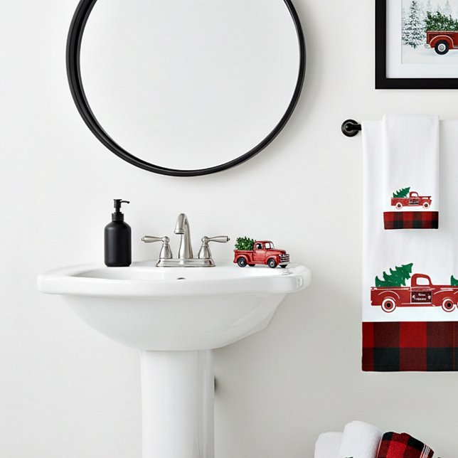 Frohe Weihnachts-Lieferwagen und Baum Badhandtuch Set (Von Creator hochgeladen)