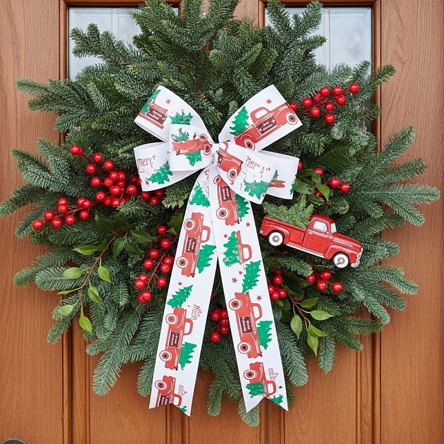 Frohe Weihnachts-Lieferwagen und Baum Satinband (Von Creator hochgeladen)