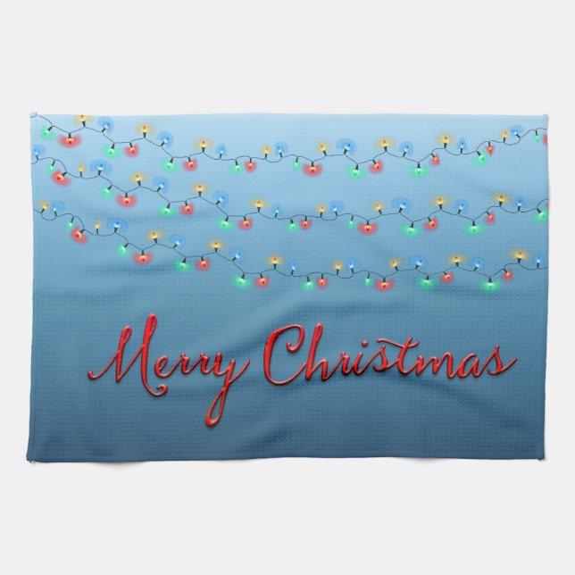 Frohe Weihnachts-Light-String Handtuch (Horizontal)