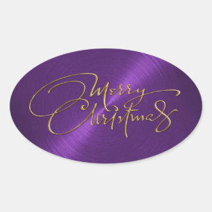Frohe Weihnachts Lila Sticker Embossed Look