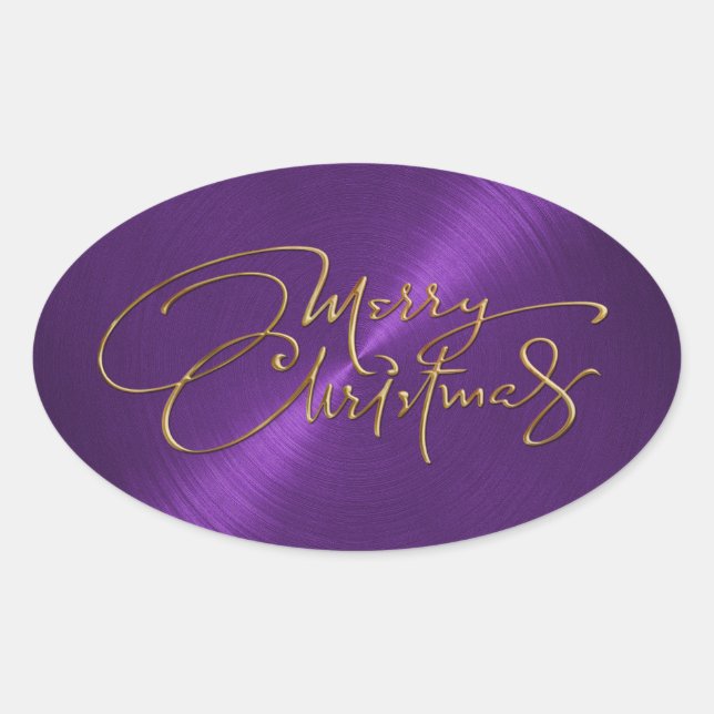 Frohe Weihnachts Lila Sticker Embossed Look (Vorderseite)