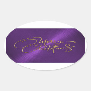 Frohe Weihnachts Lila Sticker Embossed Look