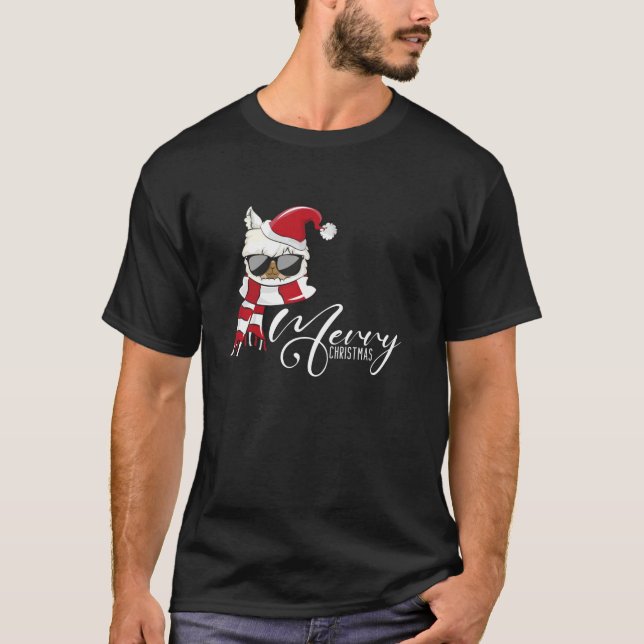Frohe Weihnachts Llama Weihnachtsmannmütze Ugly Xm T-Shirt (Vorderseite)