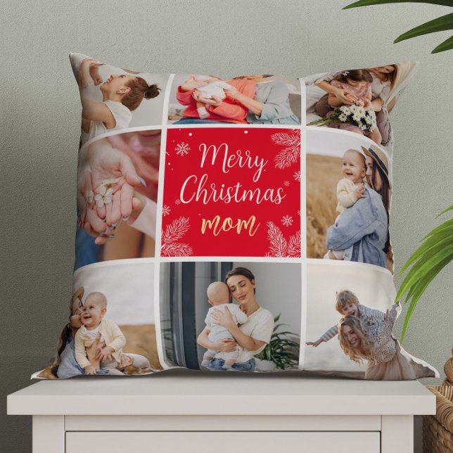 Frohe Weihnachts-Mama 8 Foto Family Collage Kissen (Von Creator hochgeladen)
