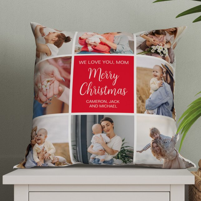Frohe Weihnachts-Mama 8 Foto Family Collage Kissen (Von Creator hochgeladen)