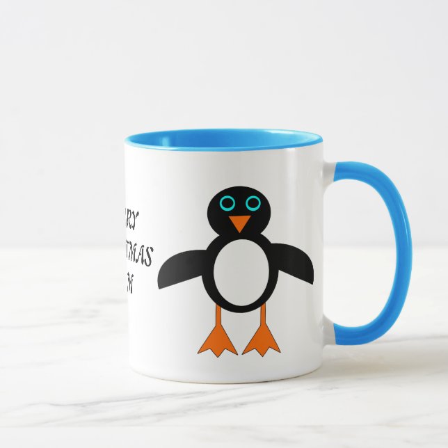 Frohe Weihnachts-Mama Custom Pinguin Tasse (Rechts)