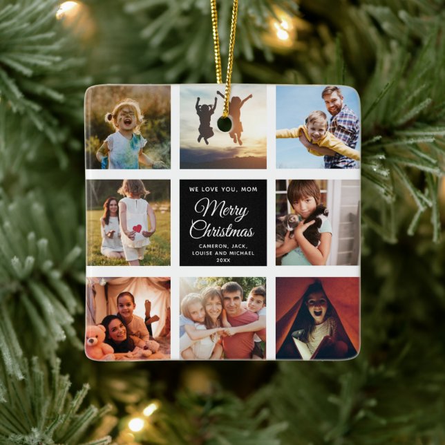 Frohe Weihnachts-Mama Instagram Foto Collage Keramikornament (Baum)