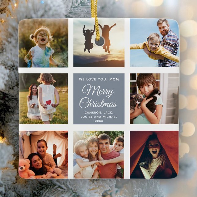 Frohe Weihnachts-Mama Instagram Foto Collage Keramikornament (Von Creator hochgeladen)