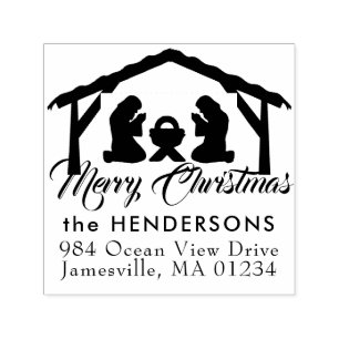 Frohe Weihnachts-Manager Scene-Rücksendeadresse Permastempel