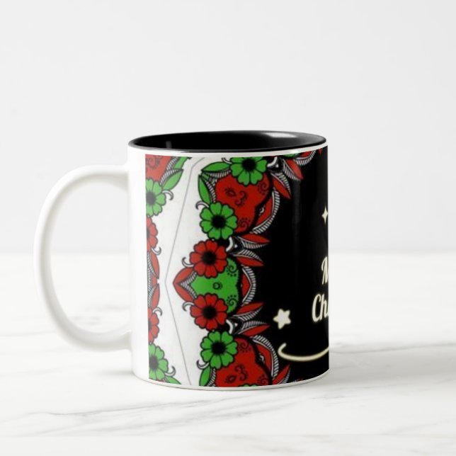Frohe Weihnachts-Mandala-Designs Zweifarbige Tasse (Links)