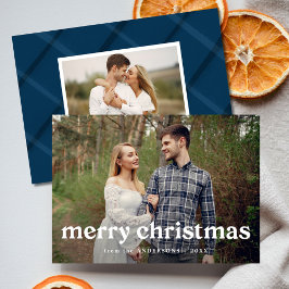 Frohe Weihnachts-Marine Kariert 2 Foto gestrichen Feiertagskarte