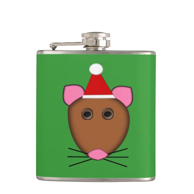 Frohe Weihnachts-Maus-Flasche Flachmann (Vorderseite)