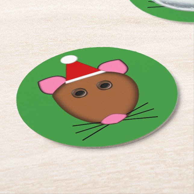 Frohe Weihnachts-Maus Papier Untersetzer (Angewinkelt)