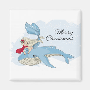 Frohe Weihnachts-Mermaid und Whale Magnet