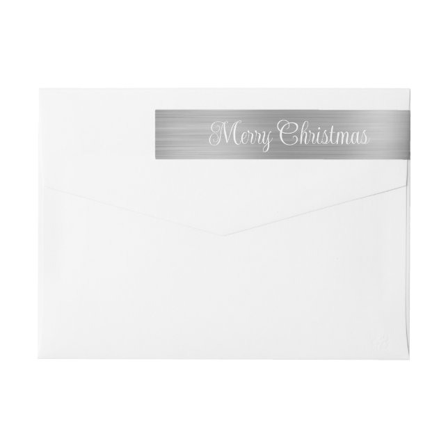 Frohe Weihnachts Metallic Silver White Calligraphy (Rückseite)