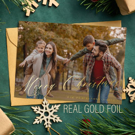 Frohe Weihnachts-minimalistische Goldschneeflocken Folien Feiertagskarte