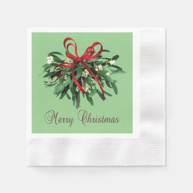 Frohe Weihnachts-Mistletoe Papier geprägt Napkins Serviette (Vorderseite)