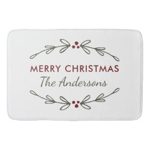 Frohe Weihnachts-Mistletoe und Berries Bath Mat Badematte