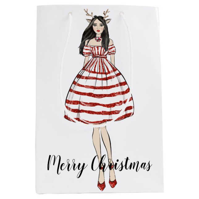 Frohe Weihnachts-Mittags-Geschenktasche Mittlere Geschenktüte (Vorderseite)