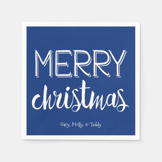 Frohe Weihnachts Monogram Holiday Napkin Serviette (Vorderseite)