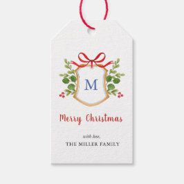 Frohe Weihnachts Monogram Wappen Holiday Geschenkanhänger