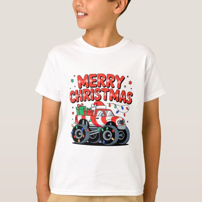 Frohe Weihnachts-Monster Lights-Geschenke T-Shirt (Vorderseite)