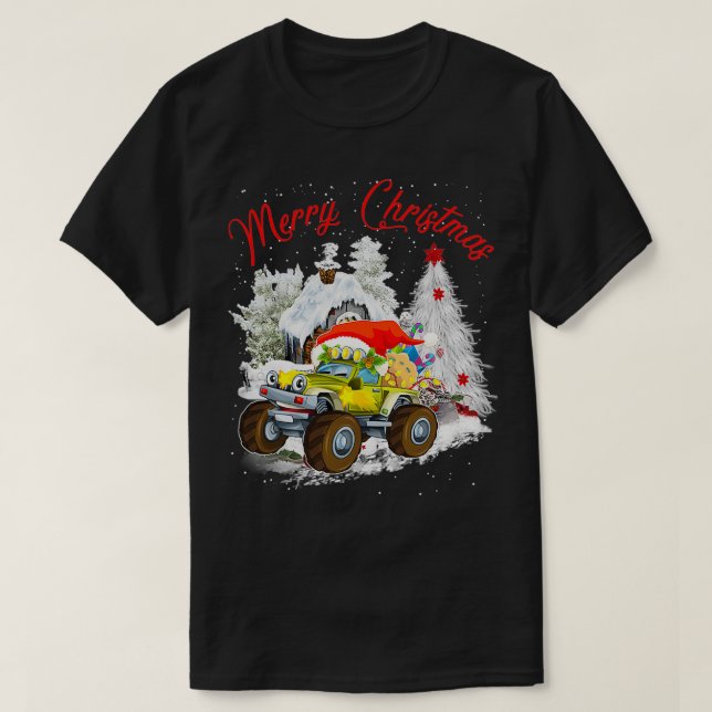 Frohe Weihnachts-Monster-LKW mit T-Shirt (Design vorne)