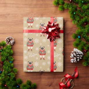 Frohe Weihnachts-Mops Dog Holiday Geschenkpapier