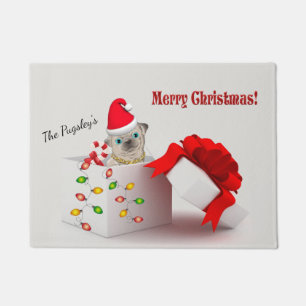 Frohe Weihnachts-Mops Doormat Fußmatte