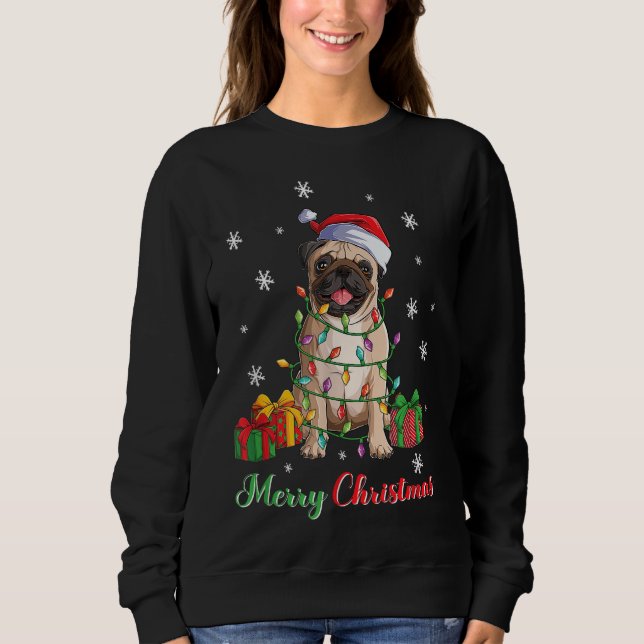 Frohe Weihnachts-Mops Hund Lover Ugly Xmas Sweatshirt (Vorderseite)