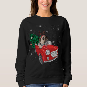 Frohe Weihnachts-Mops Hund Red Truck Xmas Tree Lig Sweatshirt