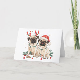Frohe Weihnachts-Mops-Hunde Feiertagskarte
