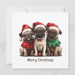 Frohe Weihnachts-Mops-Hunde Feiertagskarte