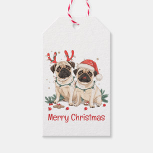 Frohe Weihnachts-Mops-Hunde Geschenkanhänger