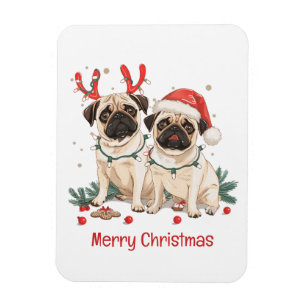 Frohe Weihnachts-Mops-Hunde Magnet