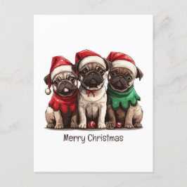 Frohe Weihnachts-Mops-Hunde Postkarte