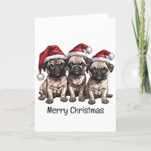 Frohe Weihnachts-Mops Hunde Santa Feiertagskarte