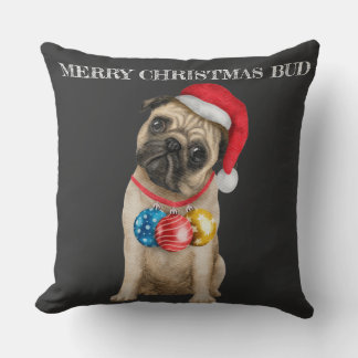 Frohe Weihnachts-Mops Kissen