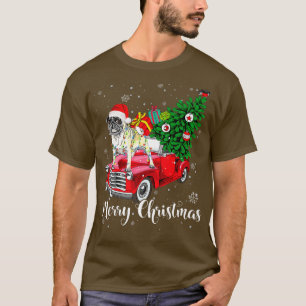 Frohe Weihnachts-Mops Lover Santa Light Red Truck T-Shirt
