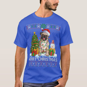 Frohe Weihnachts-Mops Lover Weihnachtsmannmütze Li T-Shirt